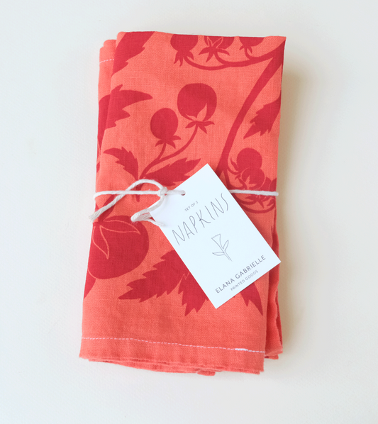 Tomato Linen Napkins - Set of 2